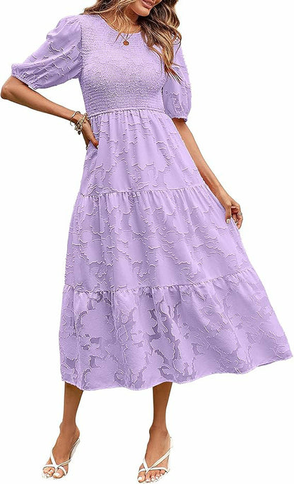 Élégance Florale Robe d'Été en Dentelle