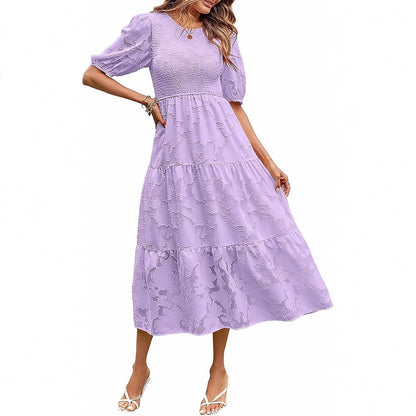 Élégance Florale Robe d'Été en Dentelle