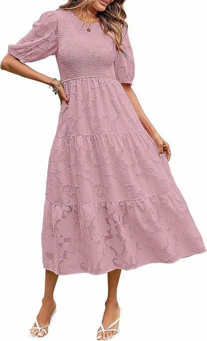 Élégance Florale Robe d'Été en Dentelle