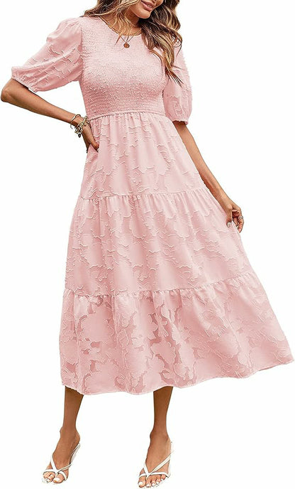 Élégance Florale Robe d'Été en Dentelle
